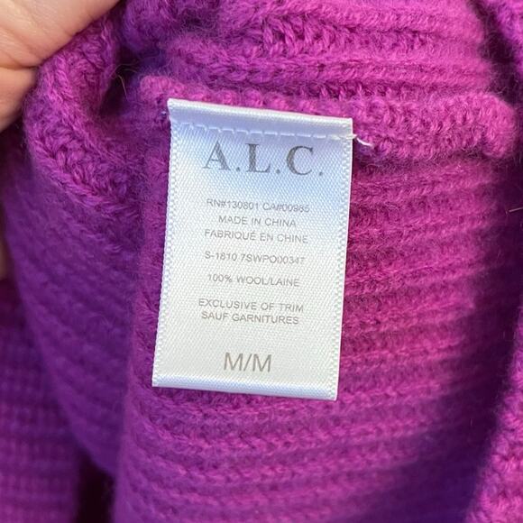 A.L.C. Melanie Sweater Orchid Medium 100% Wool Purple Chunky Knit Cropped Boxy - Picture 6 of 12